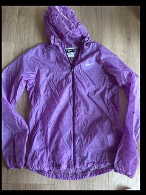 Nike  Purple Hooded Rain Jacket with Swoosh